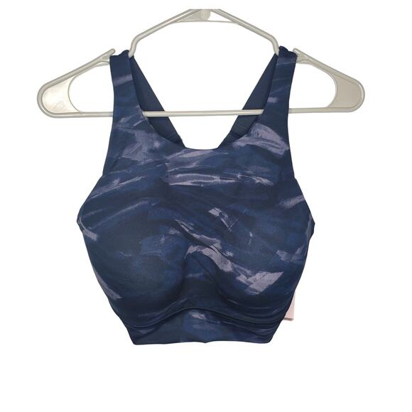 NWT Victoria's Secret Sport XXL Black Blue Abstract Marble Print Sports Bra - Picture 1 of 16